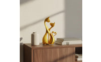 3D Printed Romantic Cat Couple Ornament Elegant Outline Romantic Cat Couple Statue Easy to Clean for Couples, Housewarming