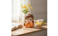 Cute Girl Piggy Bank Adorable Cartoon Piggy Bank Sculpted Ornament Practical for Bedroom