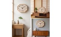 Octagonal Wall Clock Wood Silent Wall Clock Minimalist for CleanLiningAficionados, Bedroom