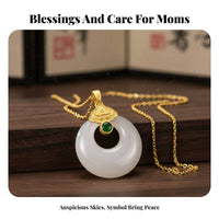 Jade Necklace Family Appreciation Day Gift Jade Buckle Necklace Adjustable Chain Chinese Design Pendant for Women, Moms, Anniversary, Birthday
