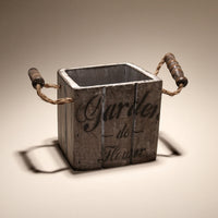 Vintage Wooden Planter Box with Rope Handles Sturdy Wood Planter Box Lightweight Compact for Entryway