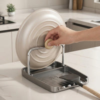 Spoon & Lid Holder, With Plastic Drip Tray, Space-Saving Temporary Placement During Cooking