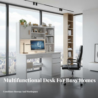 Student Desk with Shelves Small Space Solution Computer Desk with Bookshelf Sturdy Construction Study Table for Students, Teens, Bedroom