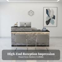 Reception Desk with Storage Multi-functional Retail Checkout Desk Stable Welcome Counter Sturdy Commercial Wood Suitable for Business Owners Company Entrance Office Reception