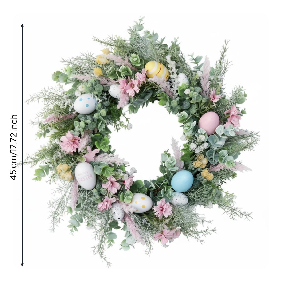 Easter Oval Wreath Pastel Colors Easter Wreath Reusable for Entryway