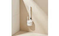Toilet Brush with Holder Wall-Attached Toilet Brush Mounting without Holes Cleaner for Renters, Lavatory, Small Bathrooms