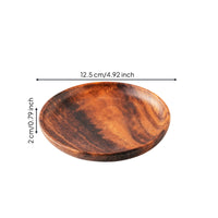 Acacia Wood Dish Round Wooden Dish with edge Shallow Wooden Tray with Lip for Entertaining, Tea Time