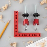 Double Scale Ruler 90 Degree Positioning Square Aluminum Alloy Corner Clamp Rust Proof Right Angle Clamping Square Anodized Finish for Furniture Assembly, Picture Framing