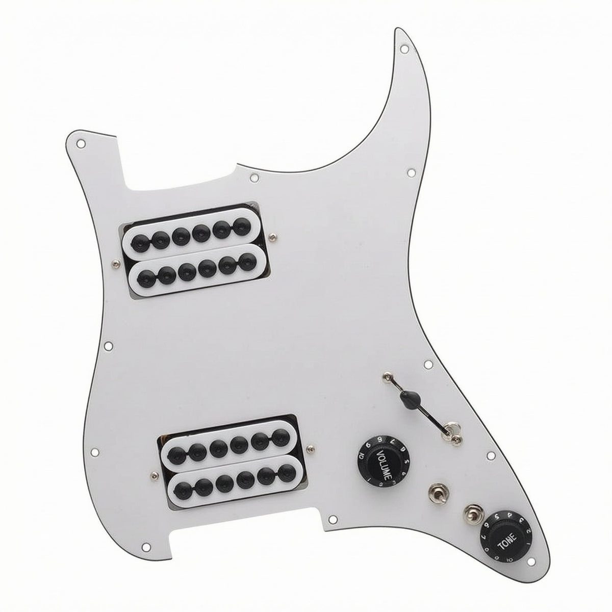 Single-cutStyle Pickguard Assembly Front-Mounted Prewired Pickguard Black and Silver Loaded Control Plate