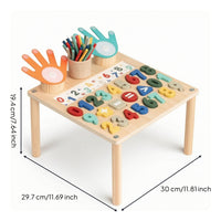 Rounded Edges Wooden Activity Table with Cup Holder Multicolor Children's Learning Table Long-Lasting Furniture Stable for Classroom