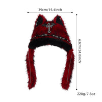 Faux Synthetic Pile Cat Ear Hat Gothic Hat with Ear Flaps Furry Warm for Cosplayers, Cosplay
