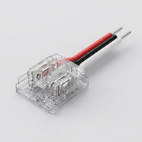 COB LED Strip Solderless Connector for 12V LED Strip and 24V LED Strip, 2-Pin 10mm Right Angle Strip to Wire Adapter, PC Board Material, COB LED