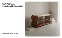 Vintage Design Padded Shoe Rack Seat Multi-Purpose Butterfly-Shaped Changing Stool Long-Lasting Construction Storage Bench Artistic Design for Families, Homeowners, Apartment Dwellers, Entryway, Hallway, Mudroom, Living Room
