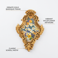 Ornate Resin Photo Frame, Vintage Wall Hanging Tabletop Display, Antique Gold Picture Frame for Home Decor, Decorative Art Frame Cherished Memories