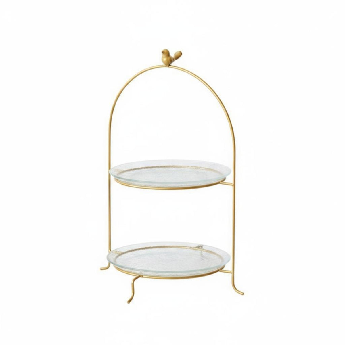 Gilded Feathered Cake Stand Decorative Display Multi Tier Dessert Stand Metal Frame Home Decor for Afternoon Tea
