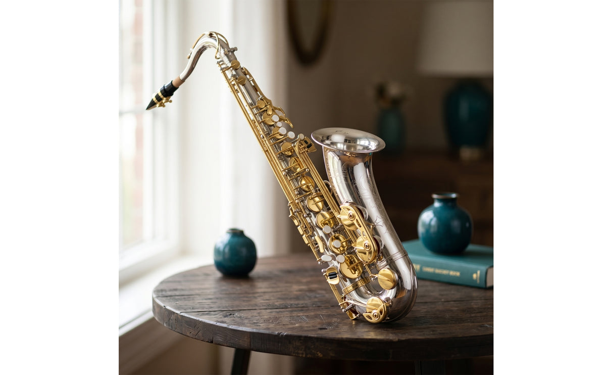 Brass Bb Tenor Saxophone Polished Tenor Saxophone Professional Woodwind Ergonomic for Beginners, Students