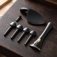 Ebony Violin Accessory Kit Wooden Violin Parts Kit Gold-Tone Tailpiece Replacement for Violinists