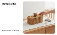 Lidded Wickerdesign Bin With Lid Organizing Box Easy to Clean for Living Room