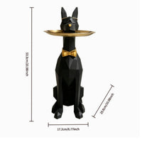 Doberman Sculpture with Tray Cute Doberman Statue Large Animal Decor for Living Room