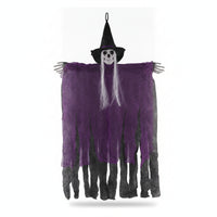 Pointed Hat Hanging Witch Skeleton Decoration Ragged Robe Tattered Witch Wall Hanging Black Underlayer Violet Band