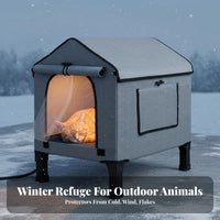 Heated Winter Pet Den Waterproof Elevated Heated Pet Shelter Weatherproof Insulated for Small Dog Owners, Backyard, Garage, Barn