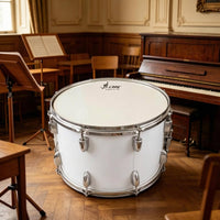 Silver Hardware White Marching Drum Drumsticks Included Metal Marching Drum