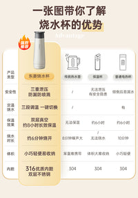 东菱便携式烧水壶保温杯全自动小型迷你旅行加热家用电热水杯水壶
