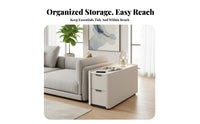 Movable Design Rolling Side Cabinet Space-Saving Rolling Smart Cabinet Sturdy Construction End Table Universal Serial Bus Charging Port for Apartment Residents, Homeowners, technology aficionados, Living Room, Next to Sofa, Bedroom