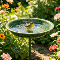 Bird Bath Feeder Bowl Iron Art Vintage Bird Bath Stand Rustic Design for Backyard