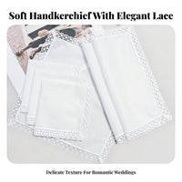 6 Pieces Wedding Handkerchief Elegant Design DIY Embroidery Handkerchief Pocket Square for Brides, Crafters, Weddings, Party Favors