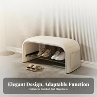 Modern Design Upholstered Shoe Stool Padded Seat Upholstered Shoe Rack Sturdy Frame Entryway Seating Versatile Use for Homeowners, Families, Adults, Hallway, Bedroom, Living Room
