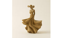 Flocked Nordic Woman Figurine Velvet-Like Hat Lady Figurine Draped Skirt Standing Woman Statue Sculptural