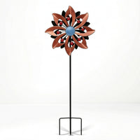 Kinetic Metal Pinwheel with Gem Accents Outdoor Wind Rotor with Stake Yard Metal Wind Rotor Lawn for Homeowners