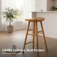 Nordic Design Backless Saddle Stool Minimalist Aesthetic Backless Saddle Perch Natural Grain Finish High Seating Stable Structure for Business Owners, Interior Designers, Cafe, Cashier Desk, Kitchen Island, Dining Area