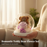 Long Lasting Blossom Bear Night Light Handmade Preserved Blossom Bear Lamp Handmade for Girlfriend, Wife, Valentine's Day, Birthday