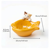 Fish Shape Cat Bowl Glazed Ceramic Cat Bowl Compact for Small Pets