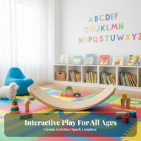 Great Birthday Gift Wooden Balance Board Long-Lasting Curved Rocker Board Versatile Toddler Rocker Toy Fosters Creativity for Toddlers