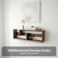 Floating Shelf Set Solid Wood Multi-Compartment Floating Bookcase Space-Saving