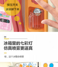 Large Simulated Double-Door Refrigerator Toy with Spray, Light, and Music for Kids