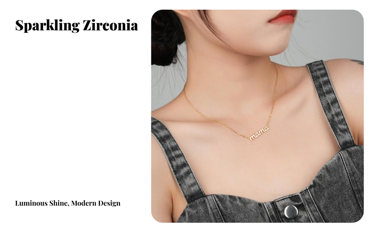 Mama Necklace Mom Letter Necklace Metal Argent Silvery Clavicle Chain for Moms, Daily Wear