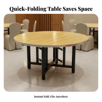 Space-Saving Round Folding Dining Table Easy Storage Foldable Round Table Sturdy Construction Household Furniture Folds in Seconds for Restaurant Owners, Event Planners, Parties, Party, Living Room, Outdoor