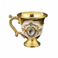 European Style Spirit Cup Elegant Design Jeweled Metal Goblet Embossed Details Barware for Wedding, Party