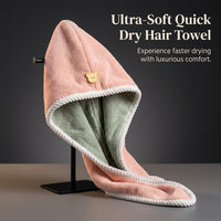 Drying Towel Cap for Adults, Double Layer Fleece Super Absorbent Turban for Morning Routine Post Bath, Thickened Women