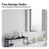 Space-Saving Under-Cabinet Tiered Rack Layered Design Bathroom Accessory 2-Tier Countertop Shelf Multi-Functional for homeowners, Renters, Parents, Vanity, Washstand