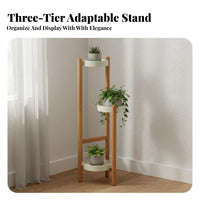 Nordic Design Multi-Tier Plant Stand Minimalist Aesthetic Tiered Corner Stand Space-Saving Design Display Shelf Stable Tripod Base for Gardeners, Homeowners, Living Room, Balcony, Bedroom, Office
