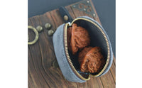 Suede Texture Leather Pouch Gold Zipper Jewelry Storage Pouch Embossed Floral Portable Jewelry Organizer