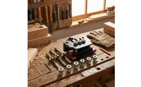 Aluminum Alloy Board Joint Drilling Jig Black Finish Auto-Centering Drilling Jig Red Adjustment Knobs Hole Aligner Knurled Metal Bushings
