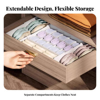 Adjustable Compartment Box Space Saving Drawer Organizer Stackable for Wardrobe