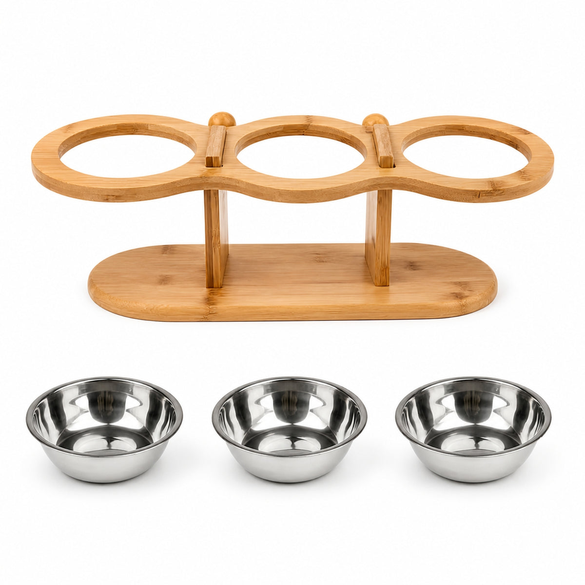 Pet Bowl Stand with Stainless Steel Bowls Tilted Raised Cat Feeder Dishwasher Pet Feeder with Bowls for Cats, Small Dogs, Indoor