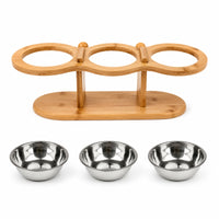 Pet Bowl Stand with Stainless Steel Bowls Tilted Raised Cat Feeder Dishwasher Pet Feeder with Bowls for Cats, Small Dogs, Indoor